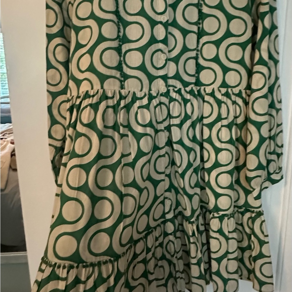 Zara Green and Cream Mini Dress - Picture 5 of 10